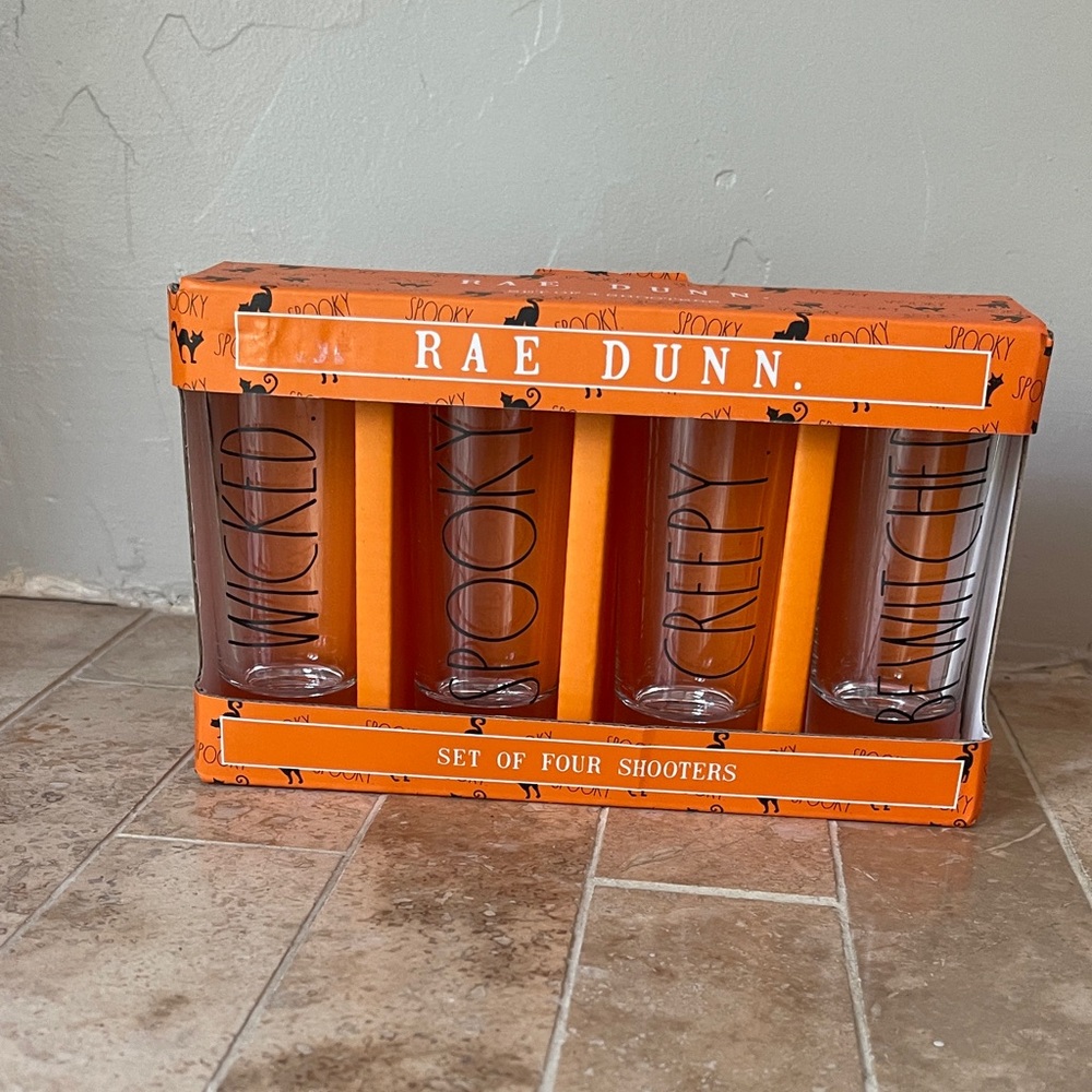 Rae Dunn Spooky Shooter Glass Set - Orange and Clear